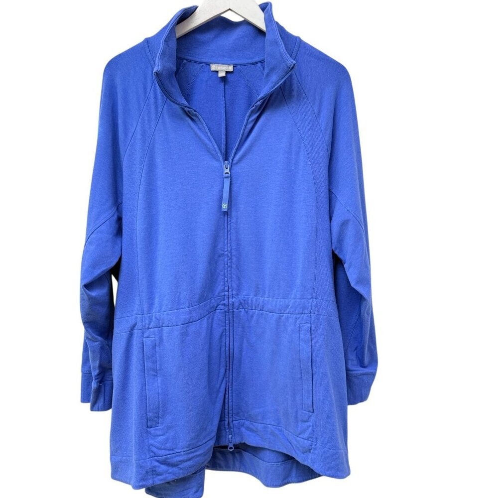 Talbots French Terry Jacket Womens Plus Size 2X Blue Full Zip Sweatshirt - Picture 2 of 11